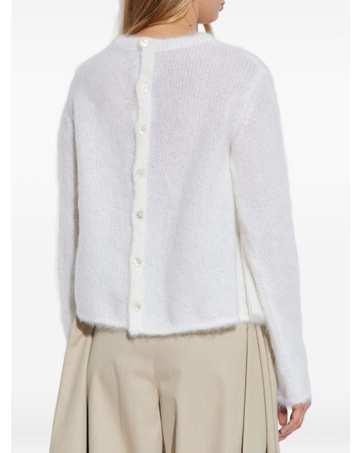 Loewe White Wool Blend Cardigan