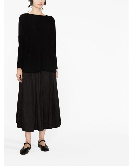 Daniela Gregis Black Cotton Boat-Neck Sweater