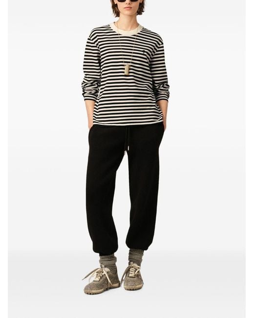 AMI Black Ami De Coeur Striped T-Shirt for men