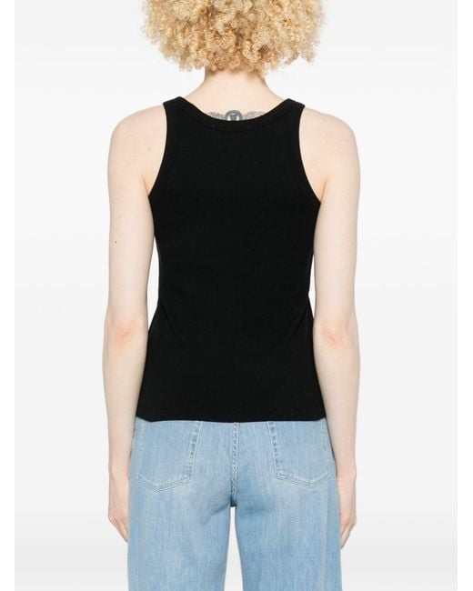 Maison Kitsuné Black Logo Cotton Tank Top