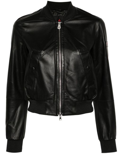 Peuterey Black Choisya Leather Bomber Jacket