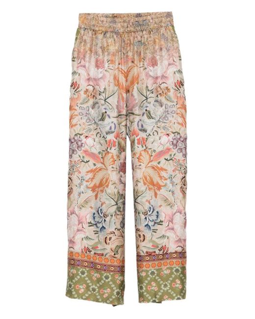Pierre Louis Mascia Natural Printed Silk Trousers