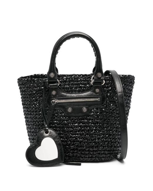 Balenciaga Black Le Cagole Panier Small Leather Tote