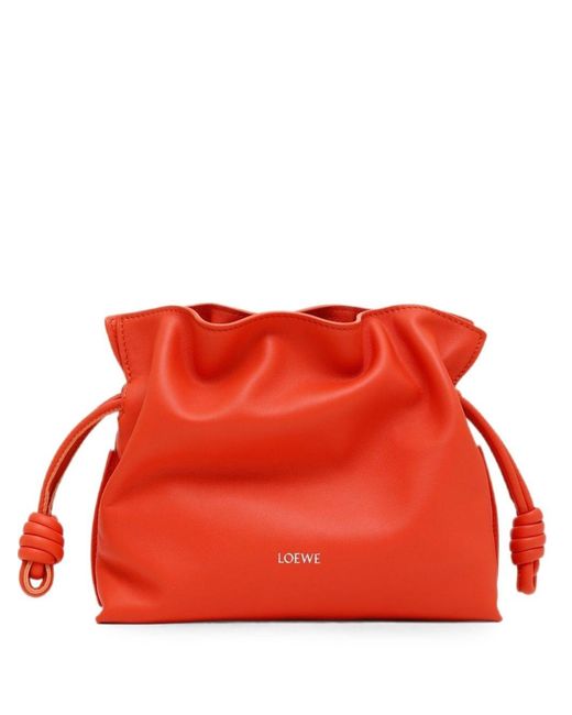 Loewe Red Flamenco Mini Leather Clutch
