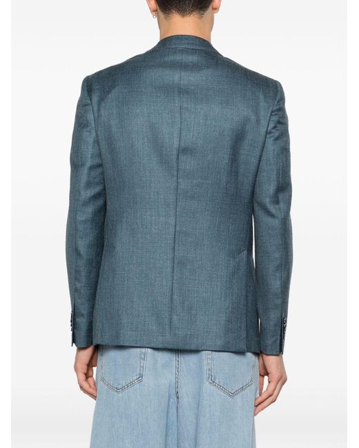 Luigi Bianchi Blue Wool, Silk And Linen Jacket for men