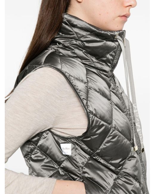 Max Mara Gray Quilted Down Vest