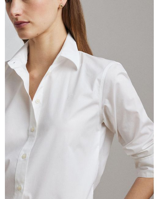 Ralph Lauren White Slim Cut Embroidered Logo Shirt