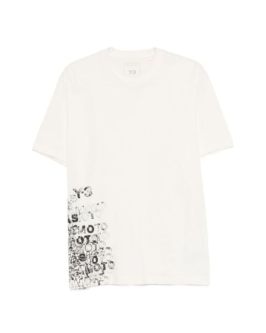 Y-3 White Printed Cotton T-Shirt for men