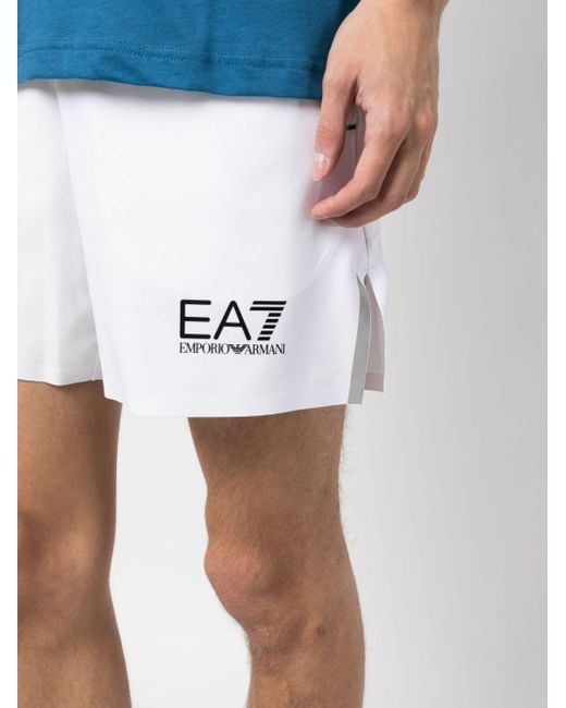 EA7 White Logo Shorts for men