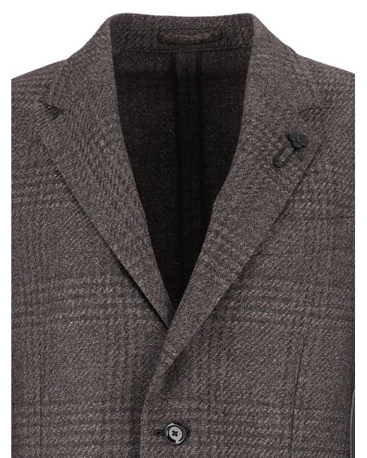 Lardini Gray Roma Prince Of Wales Check-Pattern Blazer for men
