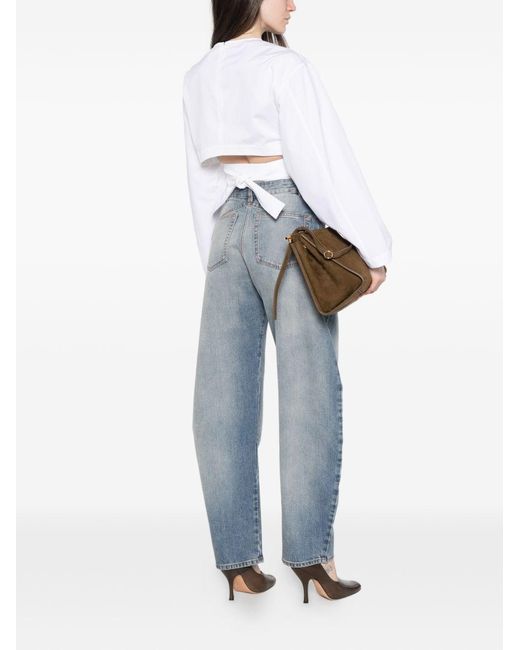 Alaïa White Cotton Belted Top
