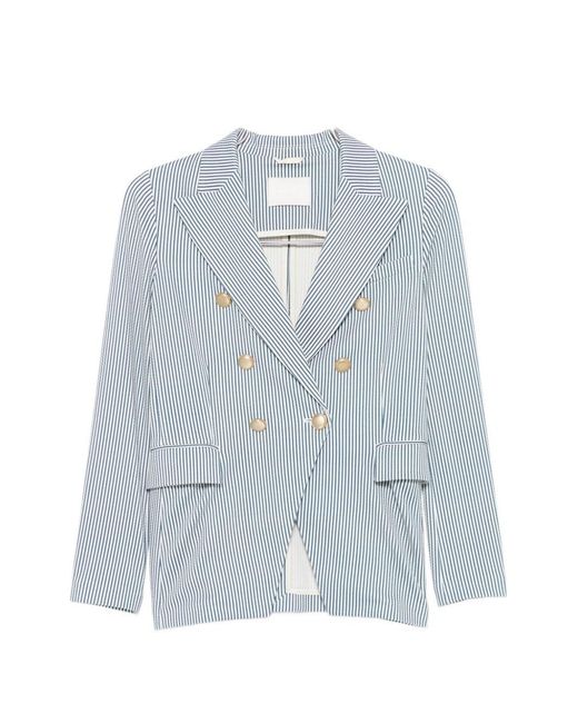 Circolo 1901 Blue Striped Double-Breasted Jacket
