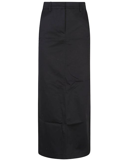 Liviana Conti Black Cotton Long Pencil Skirt