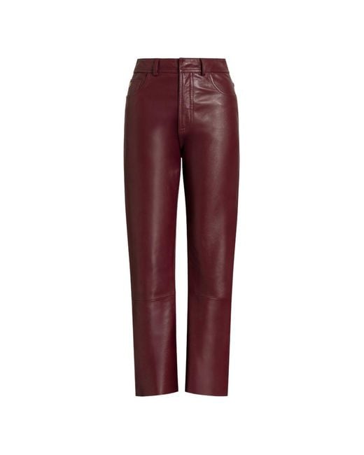 Alberta Ferretti Red Faux Leather Trousers