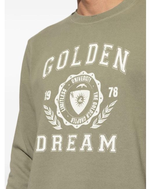 Golden Goose Deluxe Brand Green Logo Cotton Sweatshirt for men