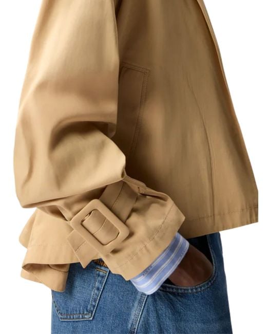 Pinko Natural Short Cotton Trench Coat With Belt