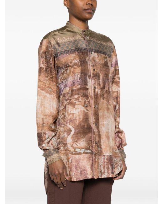 Pierre Louis Mascia Natural Printed Silk Shirt