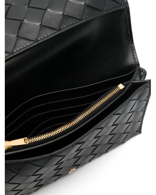 Bottega Veneta Black Leather Wallet On Chain