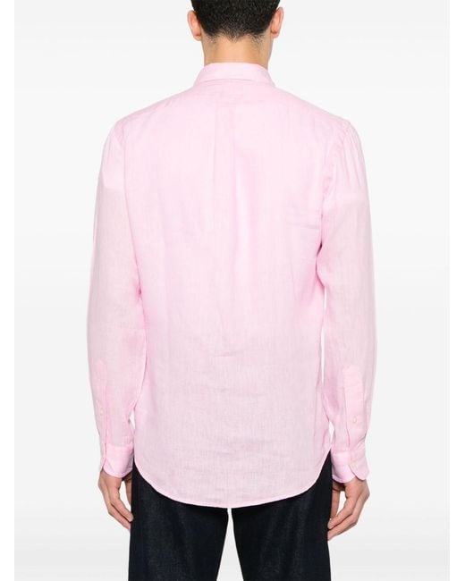 Ralph Lauren Pink Linen Button-Up Shirt For for men