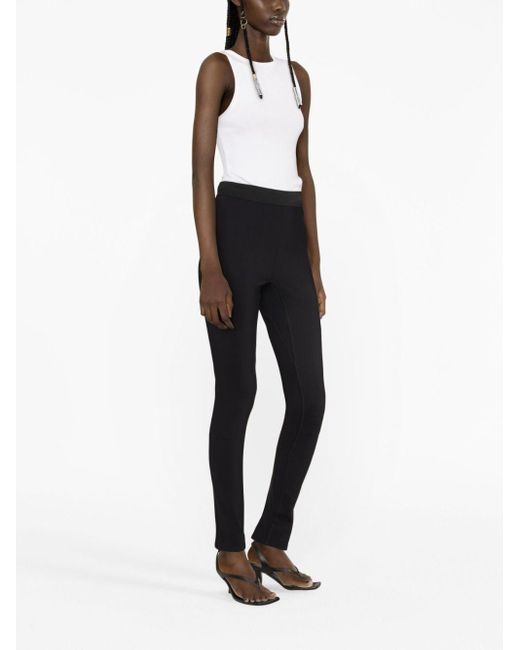 Wardrobe NYC Black Elasticated-waist Rear-slit leggings