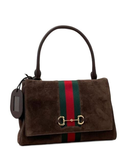 Gucci Black Horsebit Web Leather Handbag