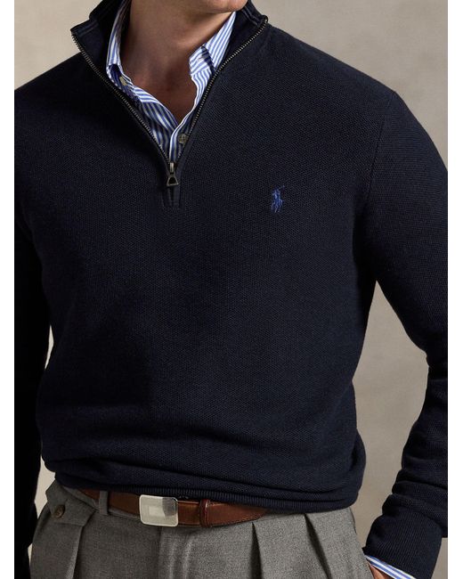 Polo Ralph Lauren Blue Half Zip Sweater for men