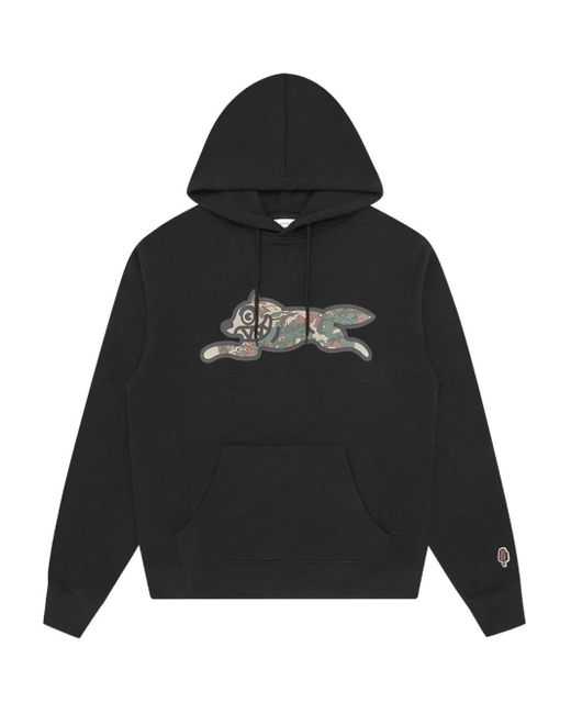 ICECREAM Black Running Dog Popover Cotton Hoodie for men