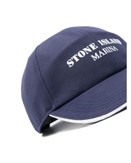 Stone Island Blue Logo Cotton Baseball Cap for men