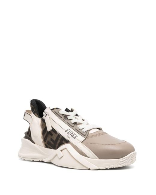 Fendi White Flow Leather Sneakers