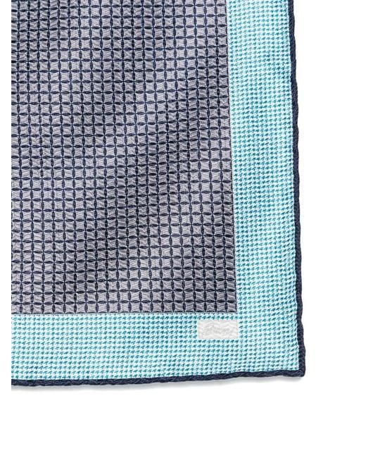 Brioni Blue Silk Pocket Square for men