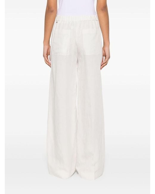 Calvin Klein White Linen Blend Wide Leg Pants