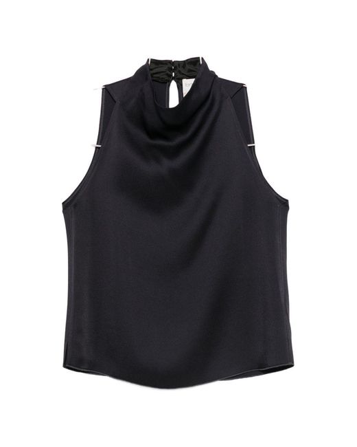 Forte_forte Blue Satin Turtle-Neck Top