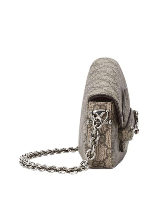 Gucci Gray Neutral Horsebit 1955 Mini Leather Shoulder Bag