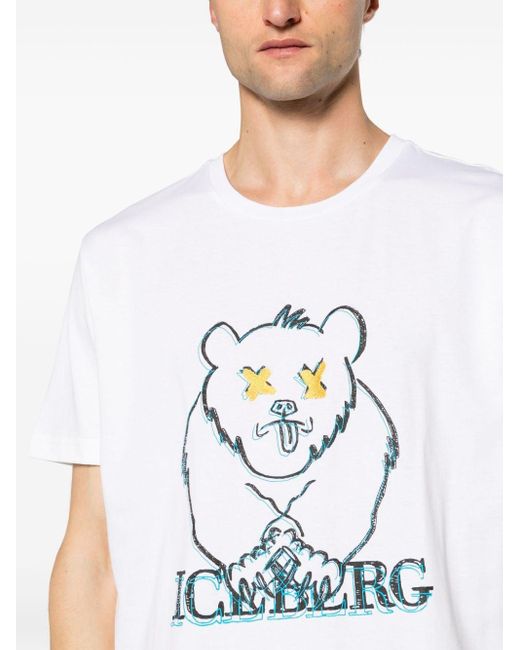 Iceberg White Graphic-print Cotton T-shirt for men