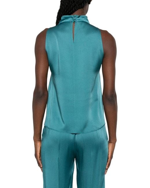 Forte_forte Blue Satin Turtle-Neck Top