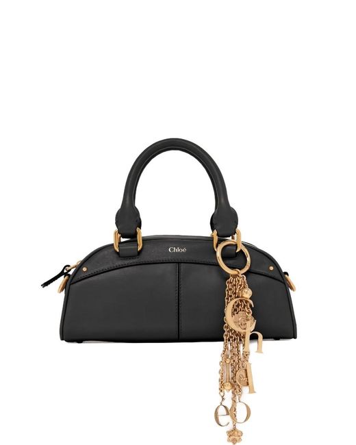 Chloé Black Small Leather Bowling Bag