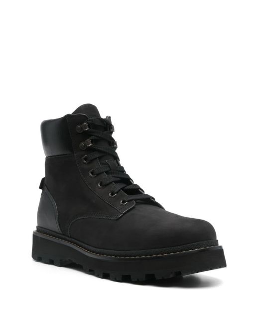 Moncler Black Leather Ankle Boot for men