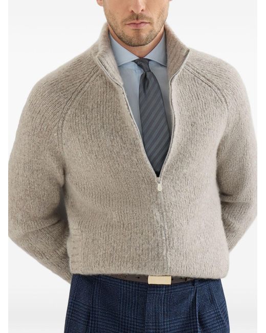 Brunello Cucinelli White Cashmere Cardigan for men