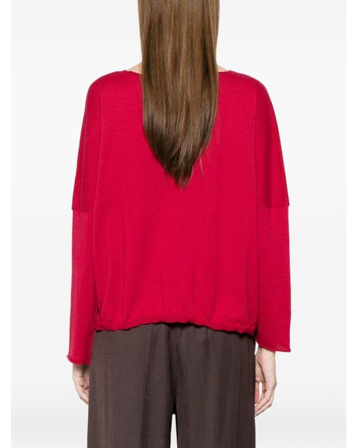 Be You Red Cotton Boat-Neck Sweater