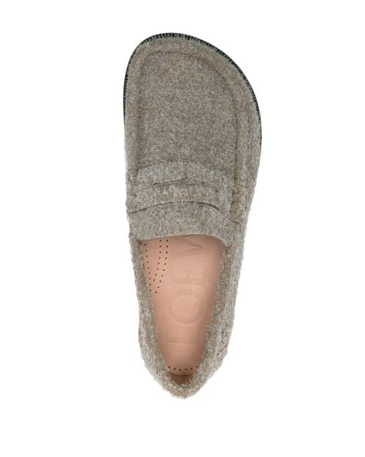 Loewe Gray Campo Brushed Leather Loafers for men