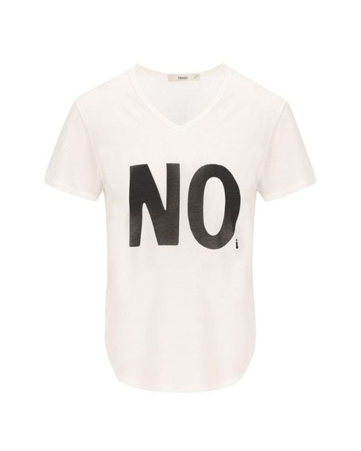 Fendi White No Print Cotton T-Shirt