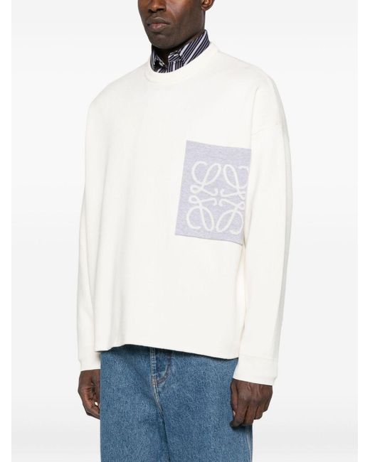Loewe White Pocket Cotton Blend Sweater for men