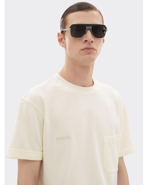 Ferrari White Cotton T-Shirt for men