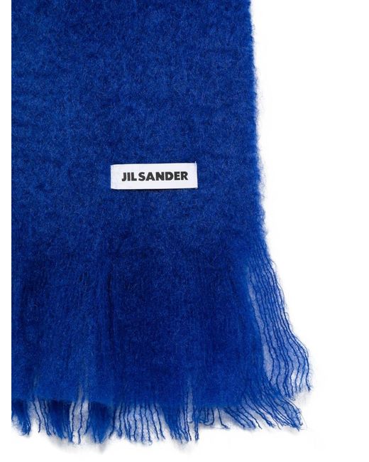 Jil Sander Blue Wool Scarf