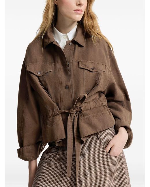 Brunello Cucinelli Brown Linen Cropped Jacket