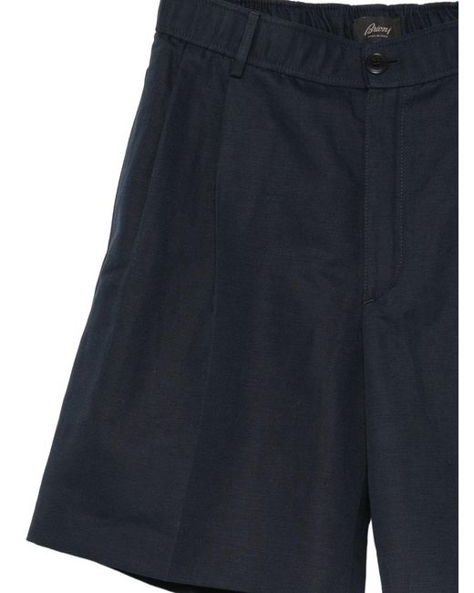 Brioni Blue Bellagio Linen And Cotton Shorts for men
