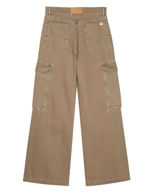 Semicouture Natural Wide-leg Cotton Cargo Jeans