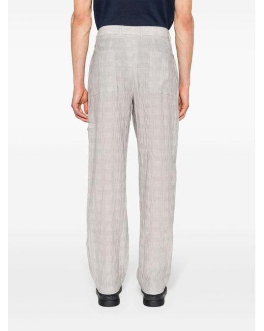 Emporio Armani White Mid-rise Tapered Trousers for men