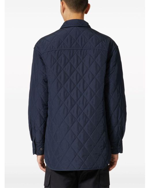 Valentino Blue Rockstud Untitled Quilted Shirt for men