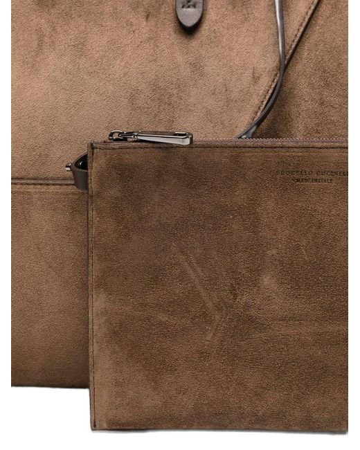 Brunello Cucinelli Brown Leather Tote Bag
